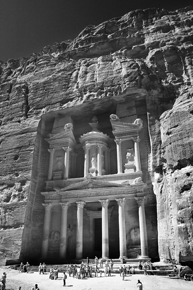 Sweetman photoinfrared view of treasury at petra down siq