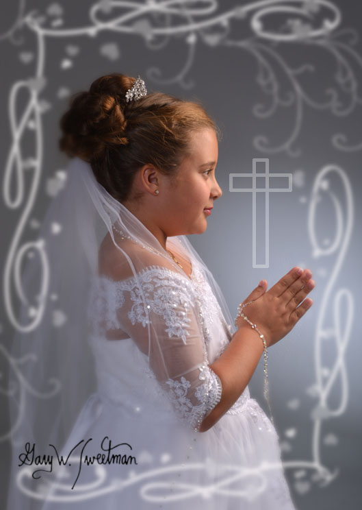  memorable first communion in studio portrait