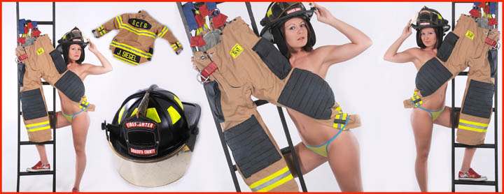 sexy portraits for my boyfriend Girl in fireman's suit