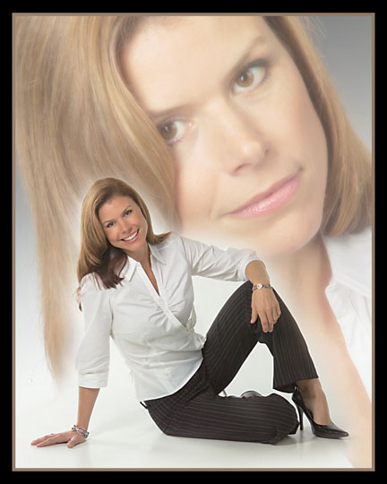 contemporary woman, multi image on white background