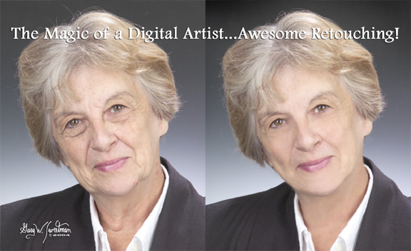 examples of profession digital photo retouching, dramatic before and after photos showing digital retouching