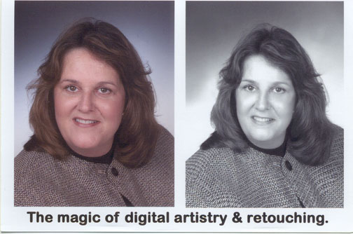 examples of profession digital photo retouching, dramatic before and after photos showing digital retouching