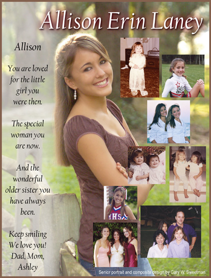 senior page, dedication page, custom annual ad with my photos