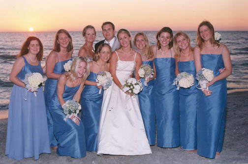 Group wedding pictures at Sunset